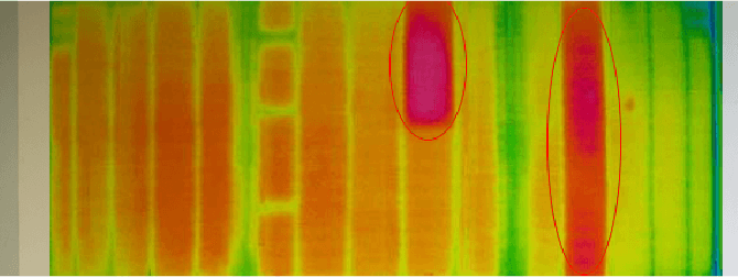 断熱材の機能試験のサーモグラフィ画像