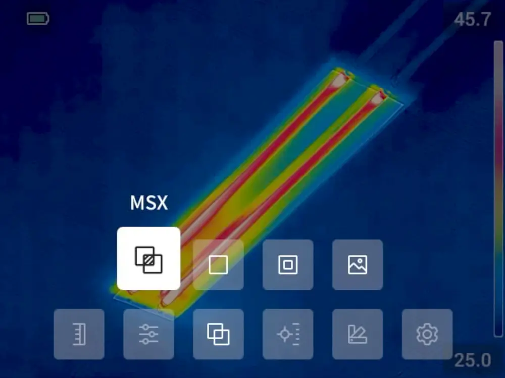 FLIR Exx イメージモードのメニュー画面