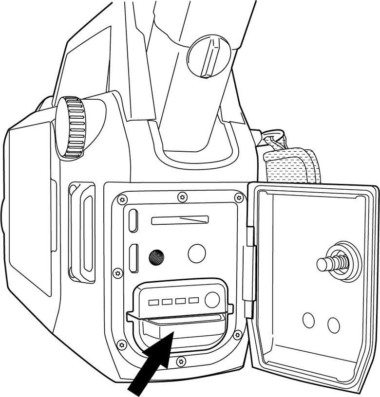 FLIR Gx320 バッテリーの解除ボタンを押す