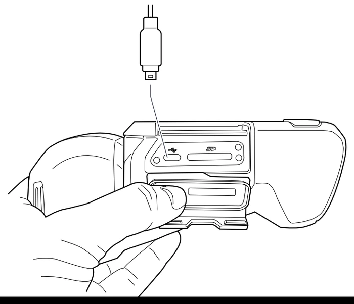 FLIR T5xx 簡易取扱説明書 本体下部のUSB-Cコネクタに接続して充電する