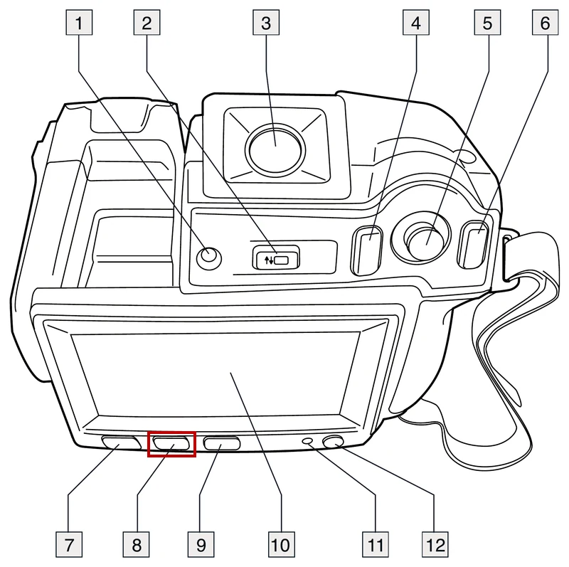 FLIR T640 背面の画像調整ボタン