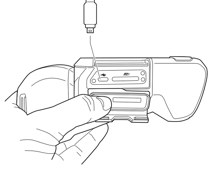 FLIR T8xx 簡易取扱説明書 本体下部のUSB-Cコネクタに接続して充電する