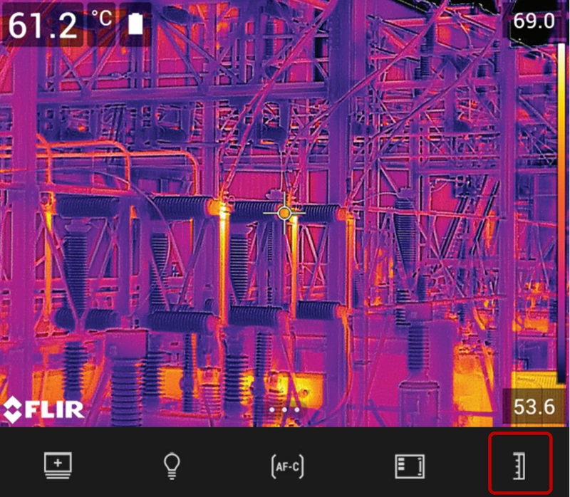 FLIR T8xx 画面下部の温度スケールのアイコン