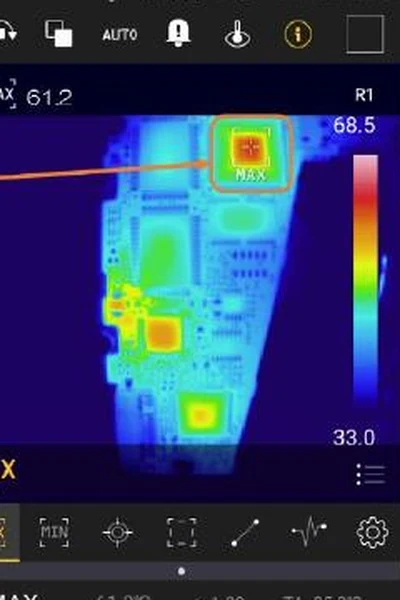 InfReC F50 最高温度の自動追尾表示例